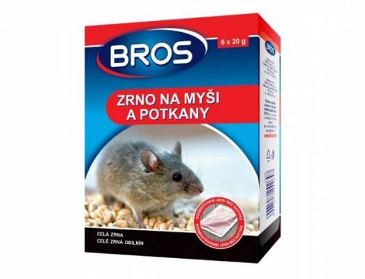 Rodenticid BROS zrno na myši a potkany 6x20g