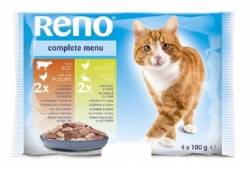 Reno 4x100g drůbeží+hovězí krmivo pro kočky 