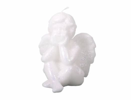 Svíčka vánoční Anděl 12cm sedící bílý