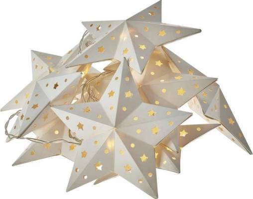 Svítidlo vánoční dekorační LED Girlanda hvězdy 2xAA teplá bílá časovač ZY2077