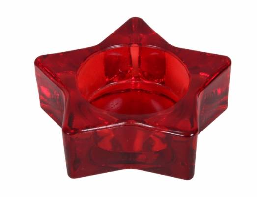 Svícen Hvězdička d7x2cm sklo červený
